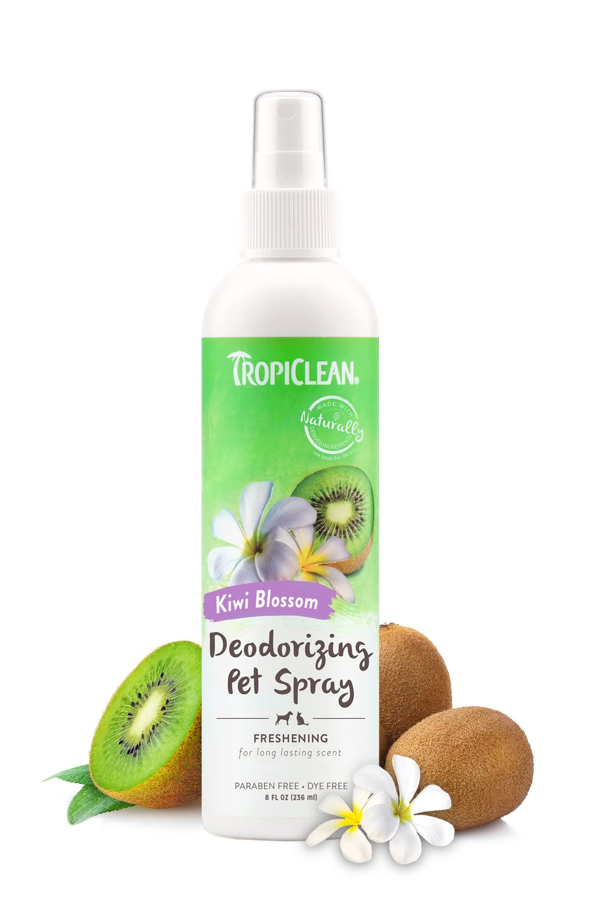 TropiClean perfume para perros kiwi en bote; aroma duradero para el pelaje.