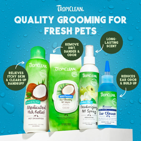 TropiClean perfume para uso diario, aroma fresco y pelaje suave.