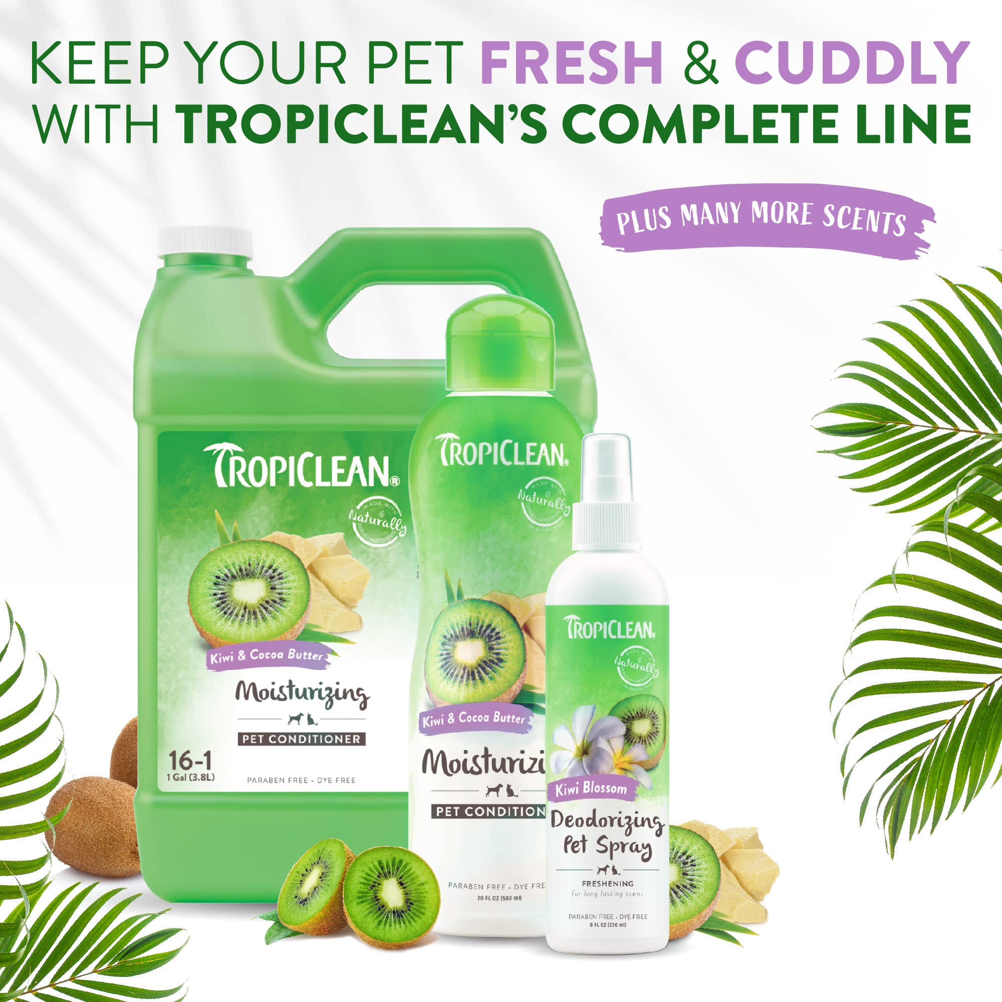 TropiClean perfume uso en mascotas; apto para perros y gatos mayores de 12 semanas.