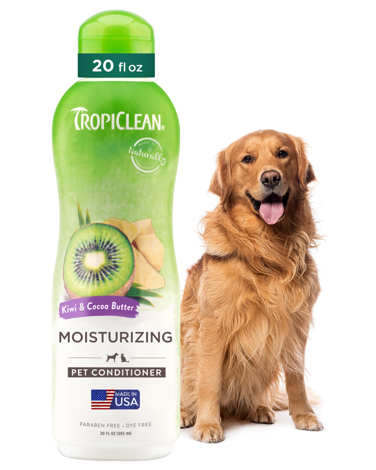 TropiClean acondicionador para perros, botella con aroma kiwi y manteca de cacao