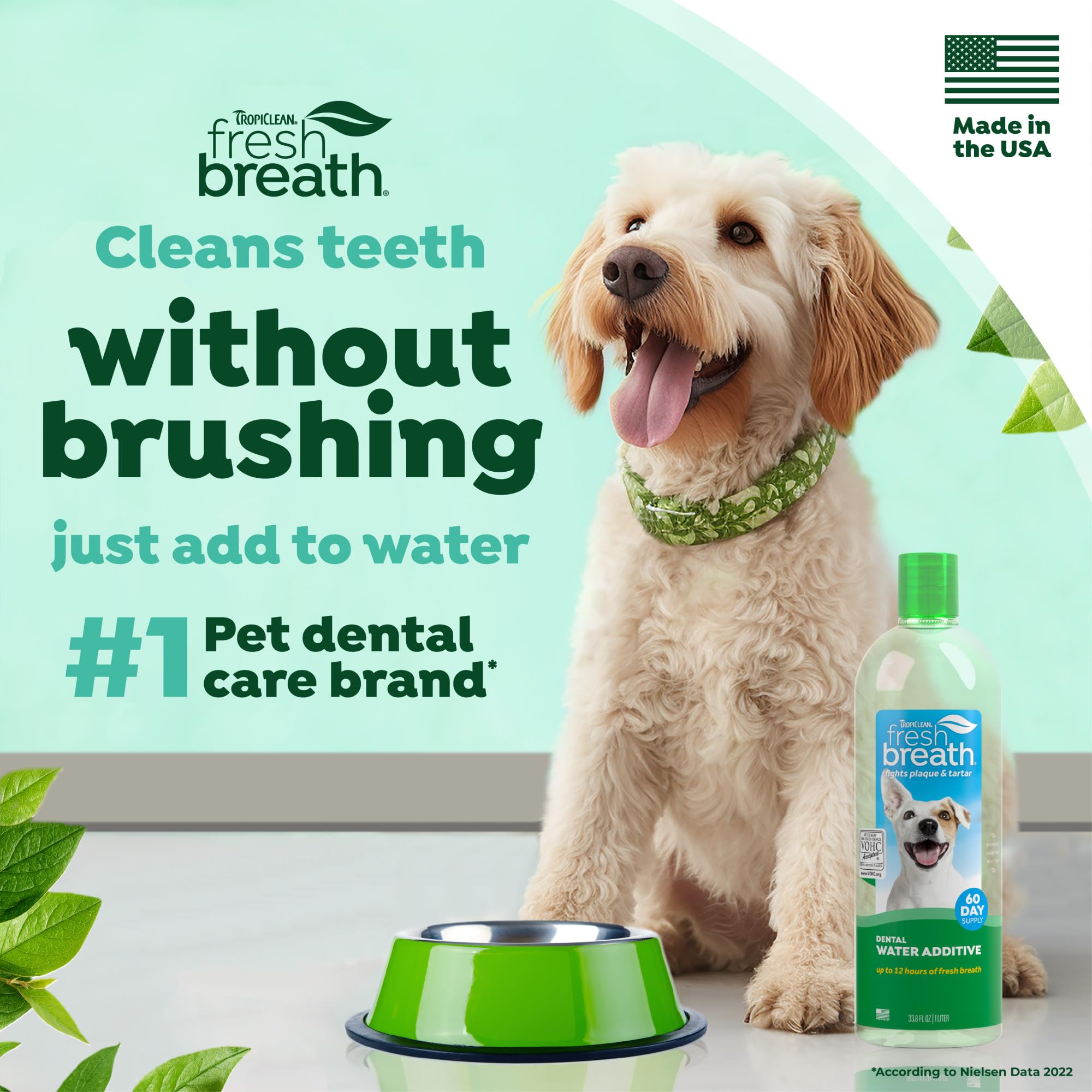 TropiClean: solución sin pasta ni cepillo para la higiene bucal diaria del perro.