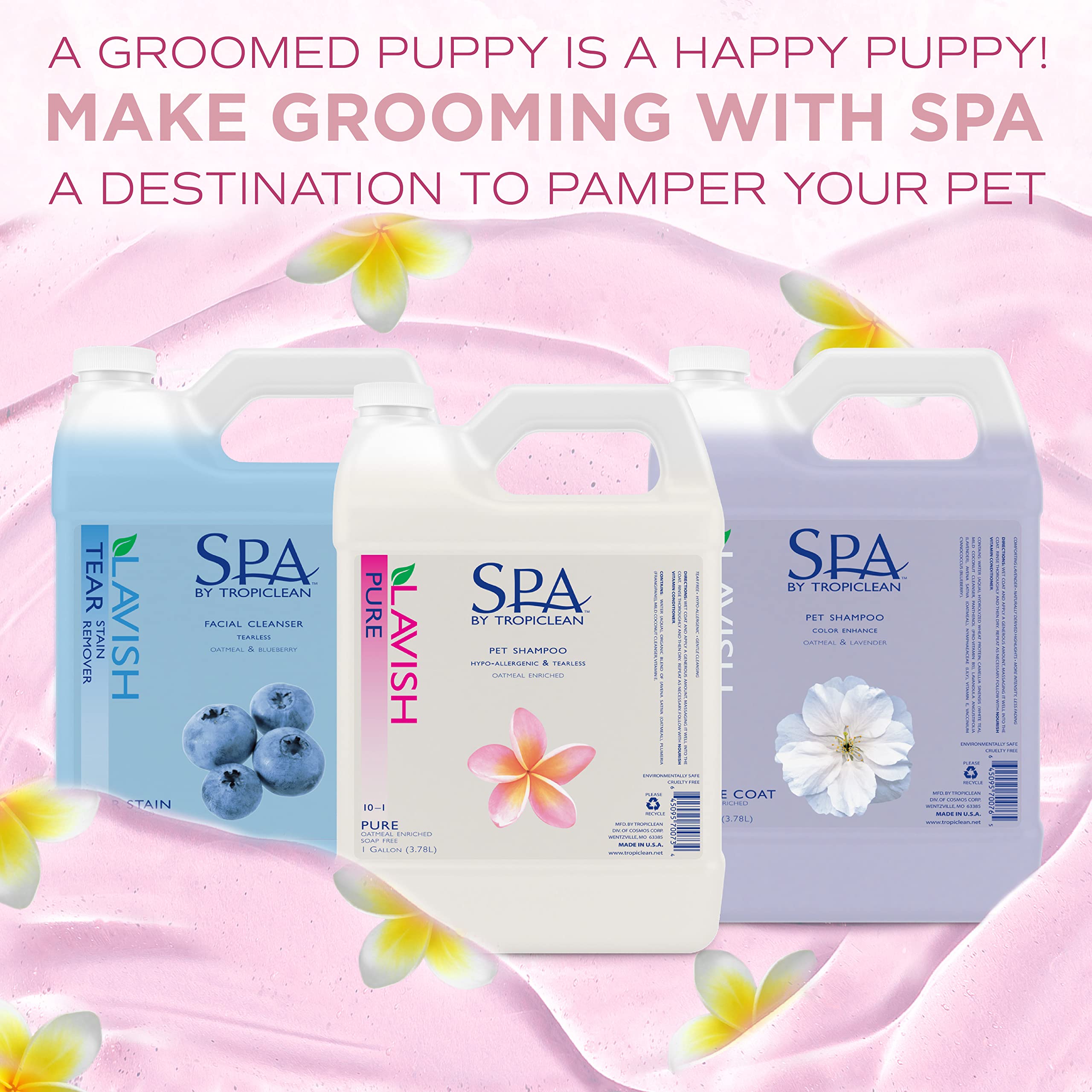 TropiClean SPA Lavish Champú para Perros: bote de 1 galón para uso prolongado