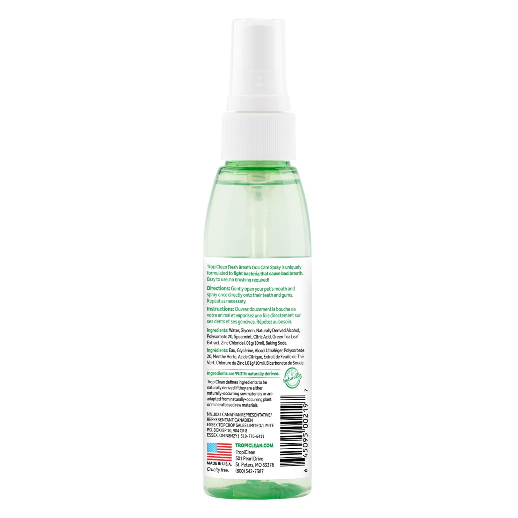 TropiClean spray dientes: ayuda a mantener la higiene bucal de tu mascota con mentolado suave.