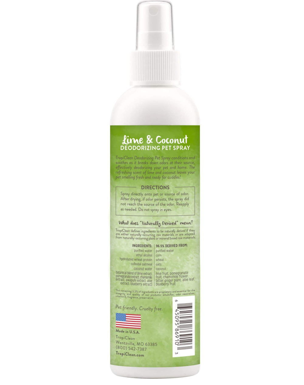 TropiClean spray para mascotas: refresca el pelaje y reduce olores tras el baño.