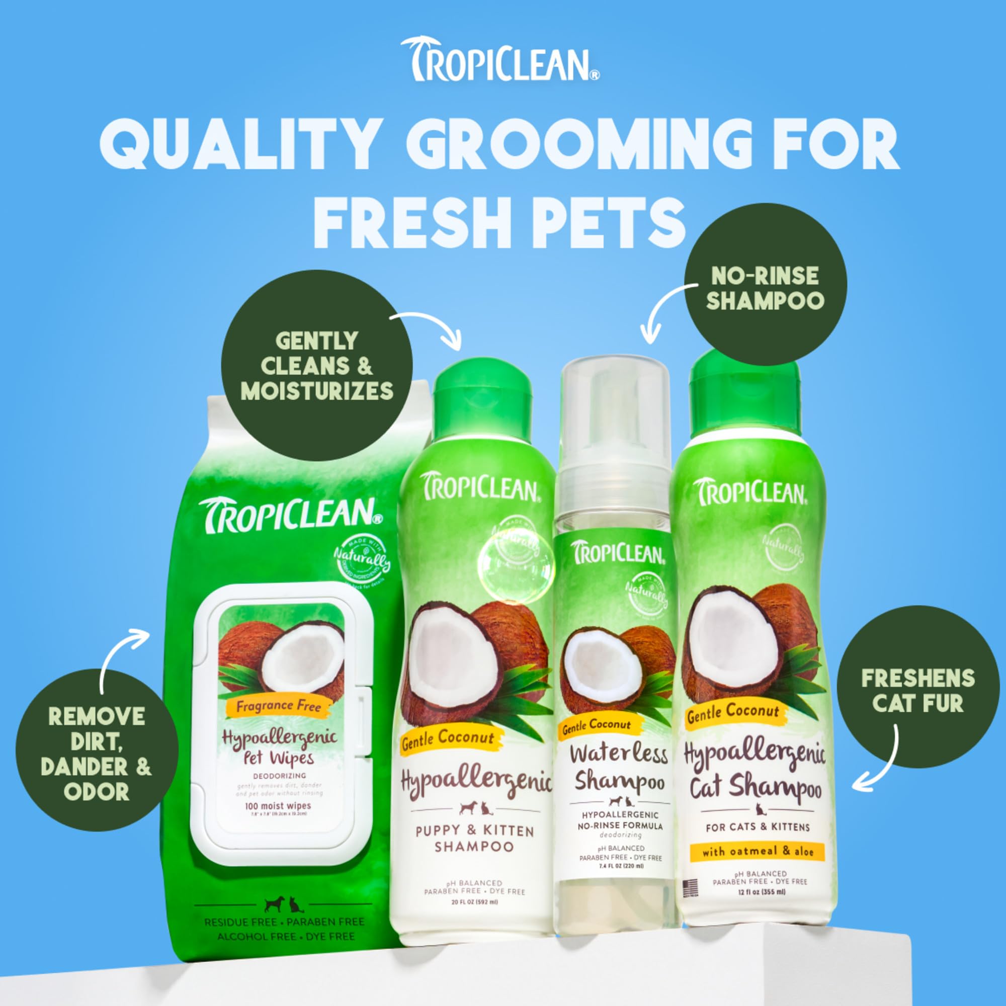 TropiClean para viaje: toallitas listas para limpiar en cualquier lugar.