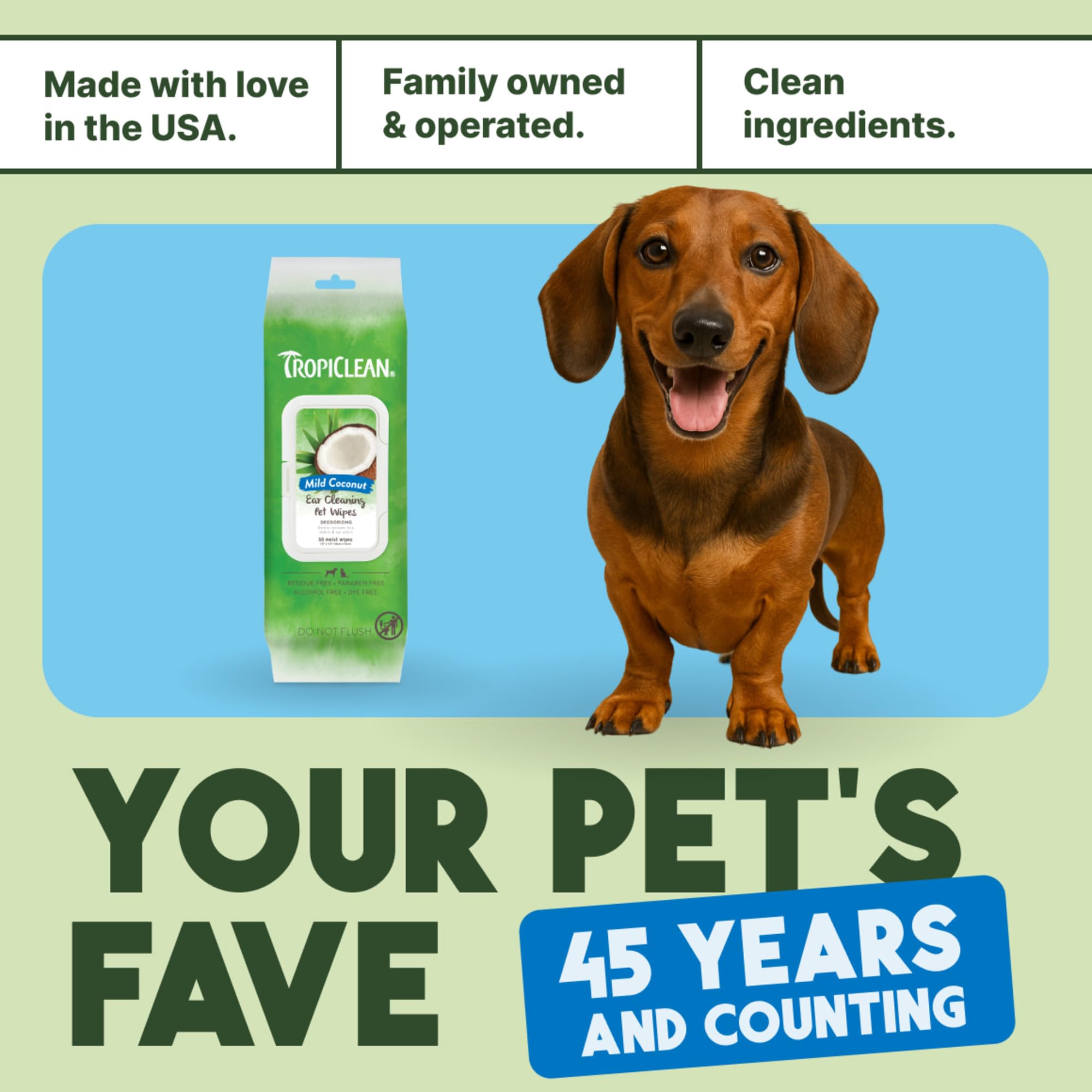 Uso diario para orejas de perros y gatos TropiClean.