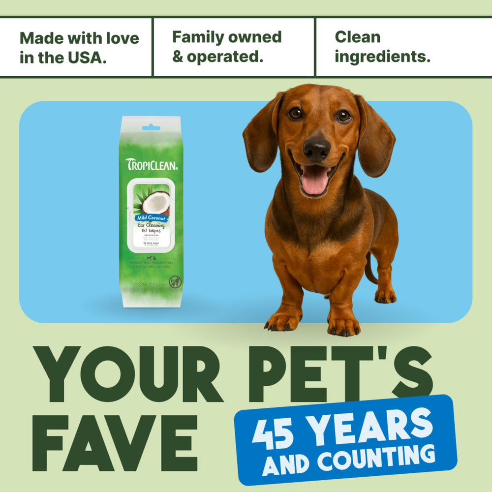 Uso diario para orejas de perros y gatos TropiClean.