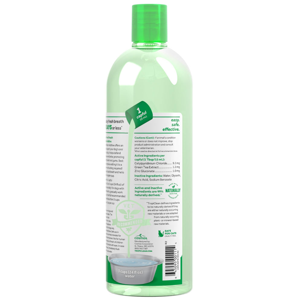 TropiClean Uso Fácil, enjuague bucal para perro, sin cepillo.