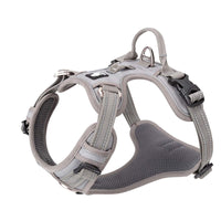 TRUE LOVE arnés para perro sin tirones con nylon reflectante gris, ideal para paseos seguros