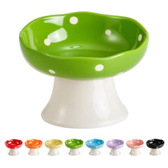 TRUNDISAN cuenco cerámico elevado para gato, vista frontal, postura cómoda al comer