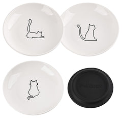 Conjunto TRUNDISAN de tres cuencos cerámicos para gatos, ideal para alimentación diaria.