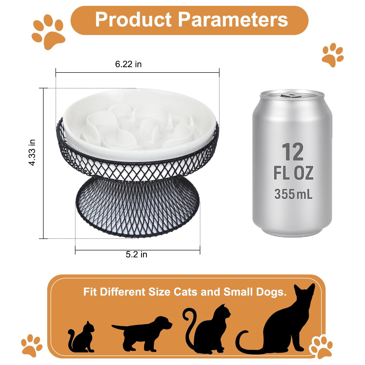 Ideal para gatos y perros pequeños, favorece una postura adecuada al comer.