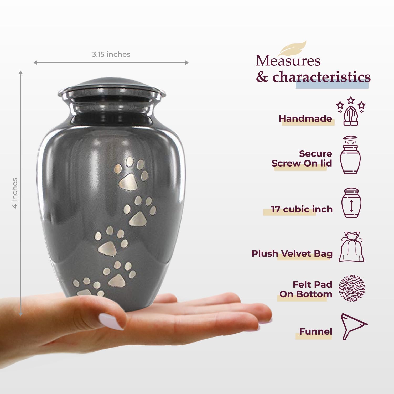 Detalle de la tapa rosca segura de la urna Trupoint Memorials.