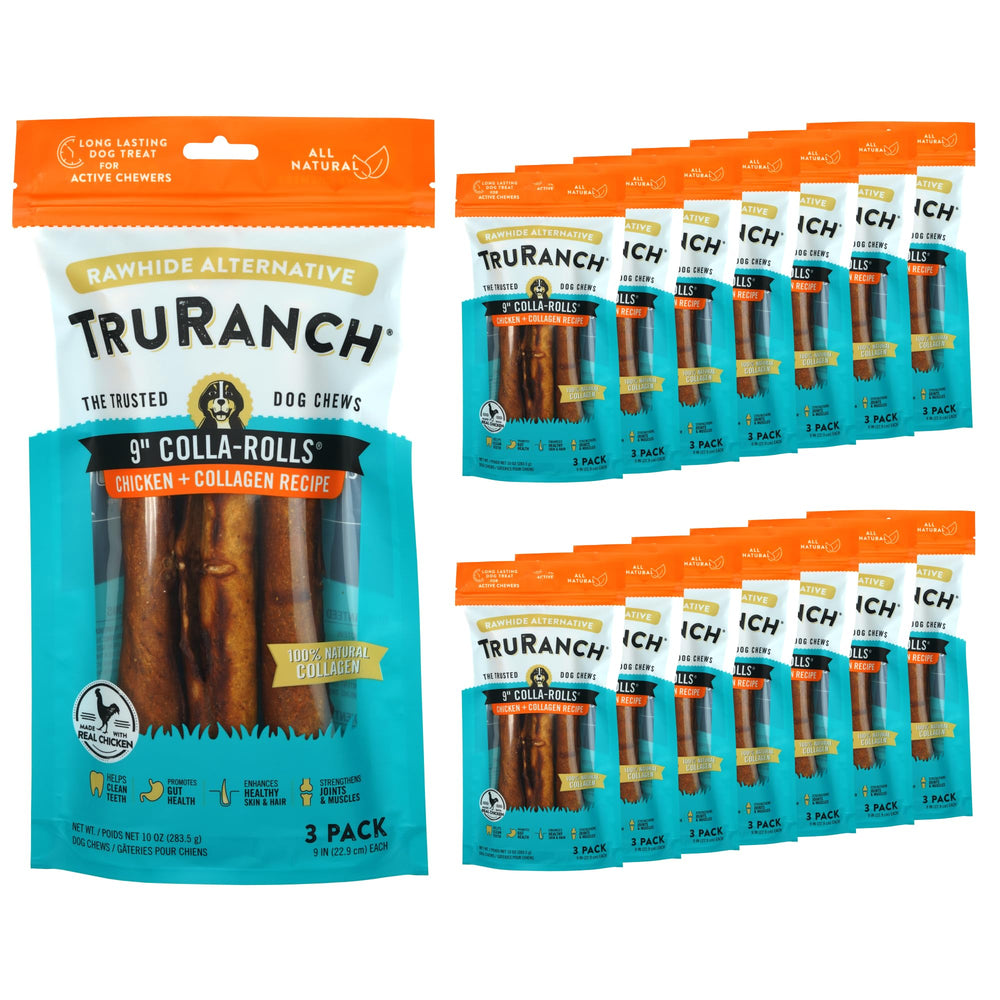 TRURANCH rollos de colágeno para perro de 9 pulgadas, soporte potencial de articulaciones.