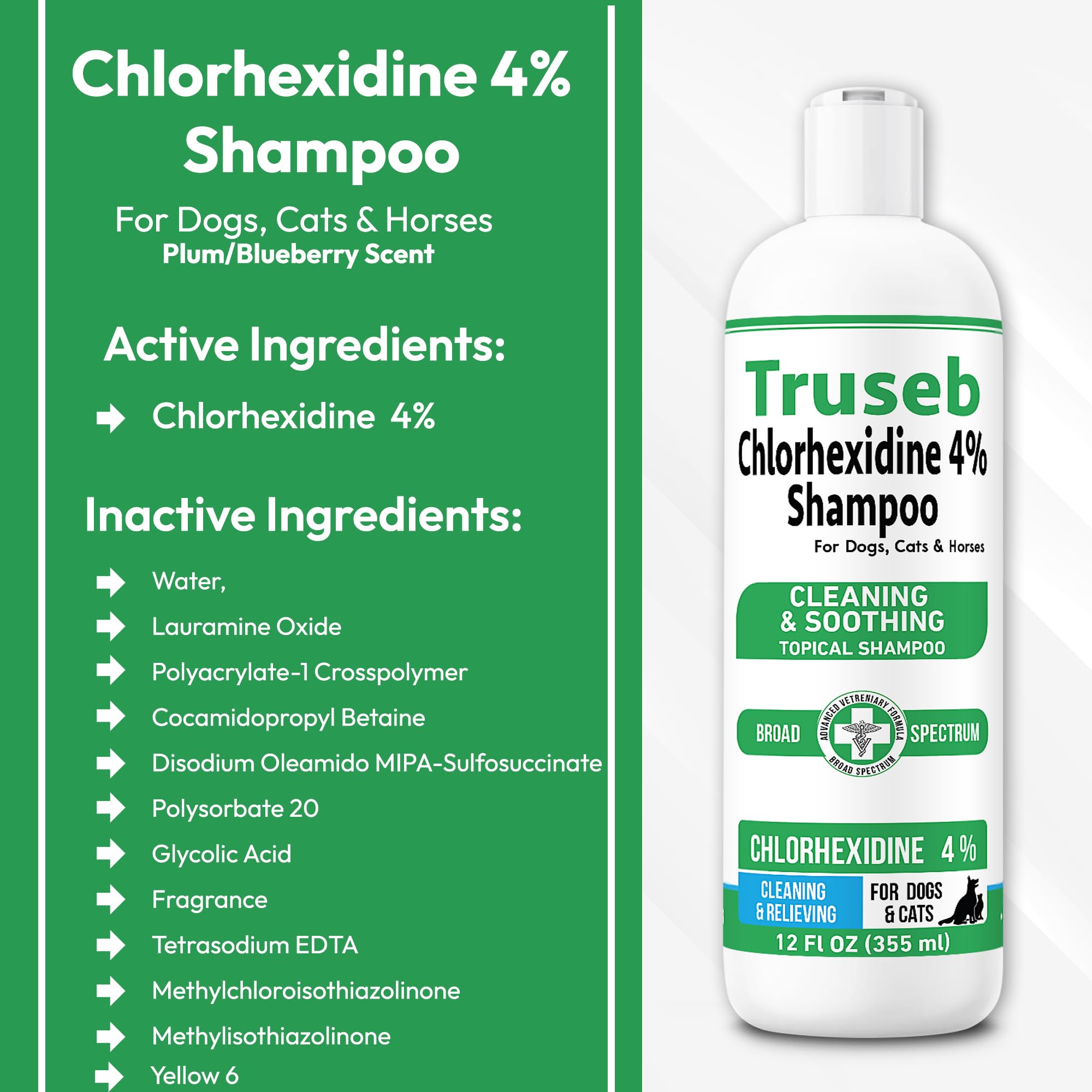 Truseb champú con clorhexidina 4% para gatos: cuidado de la piel.