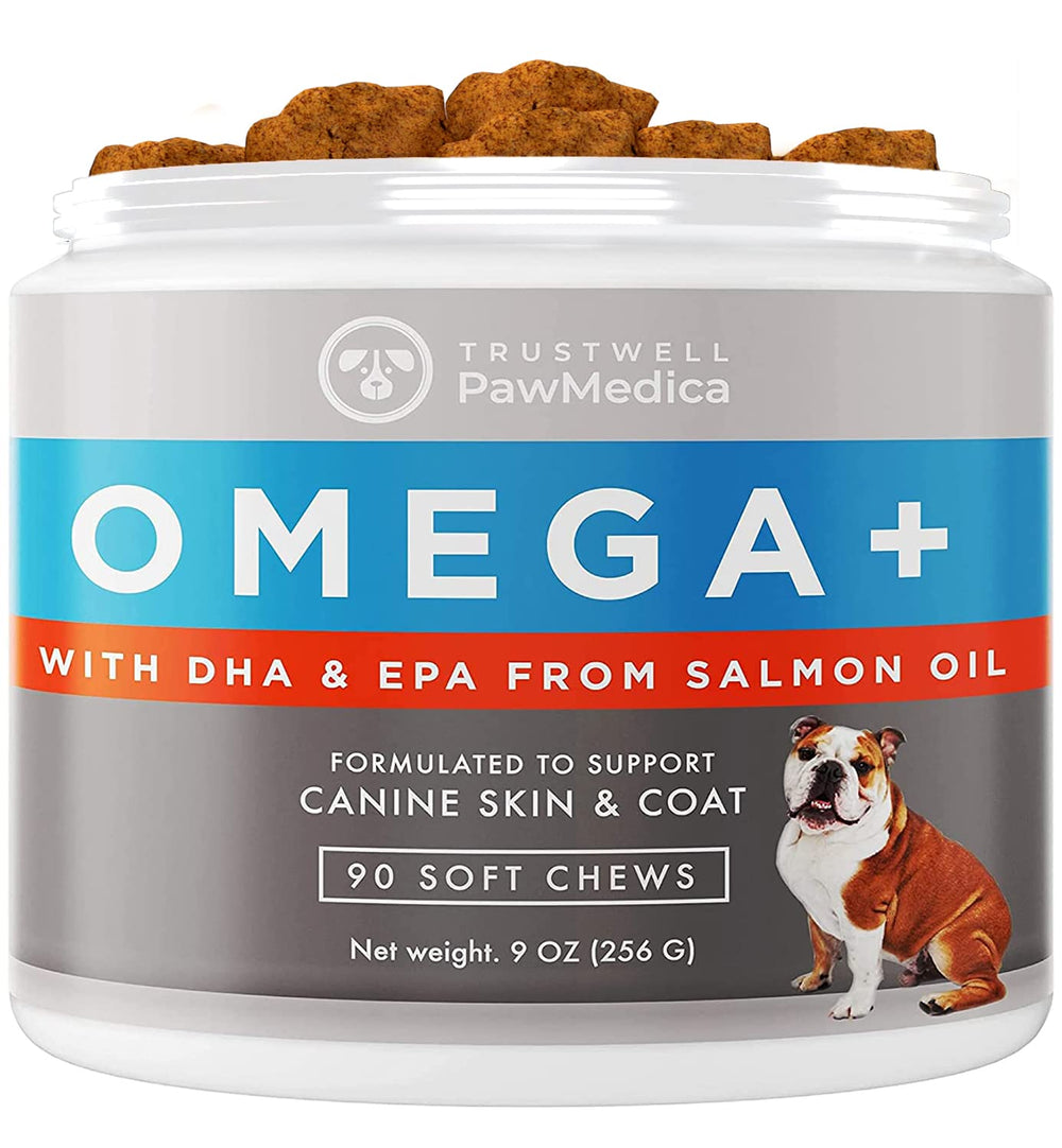PawMedica Omega 3 para perros: botella del suplemento para una piel saludable.