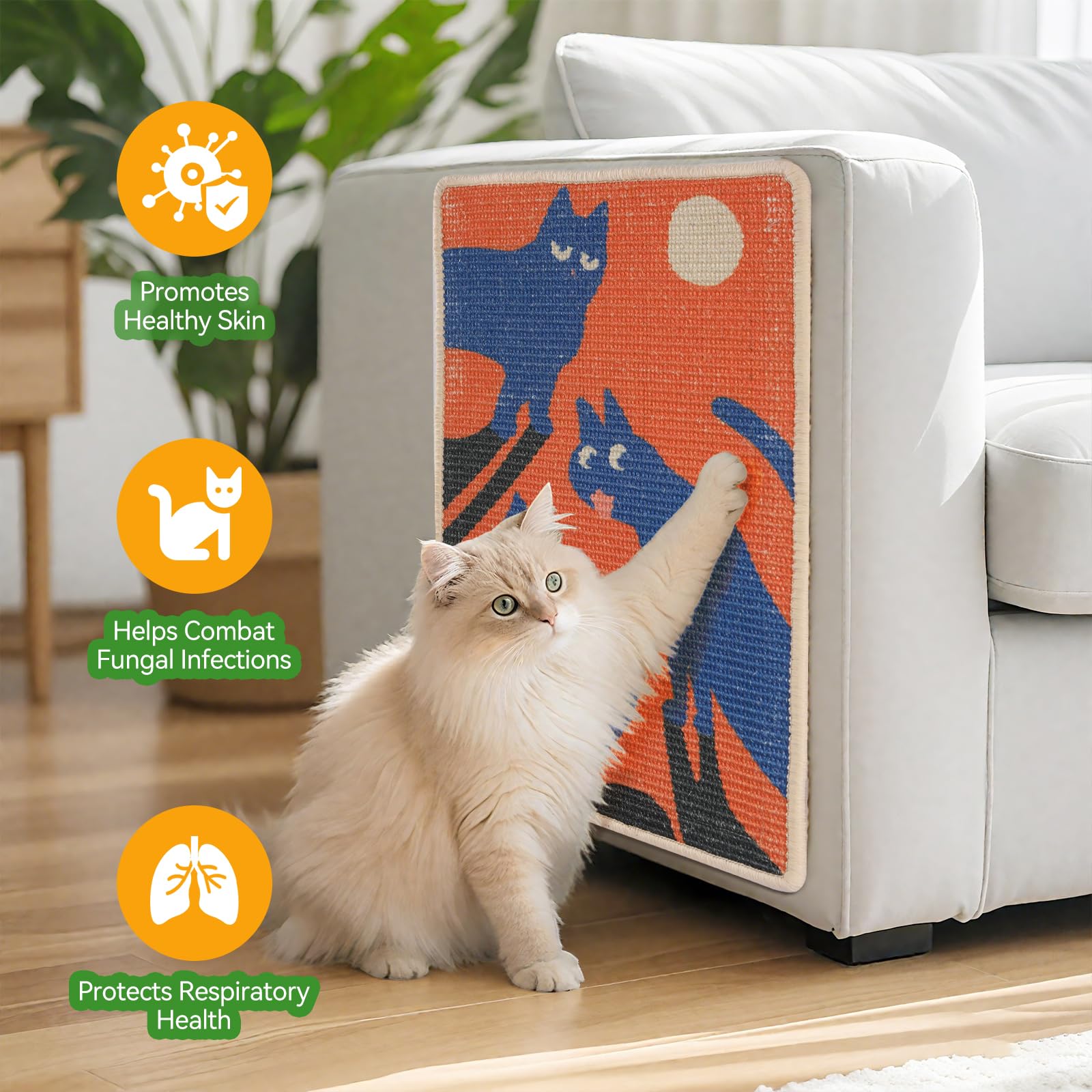 Rascador sisal de Truvito para pared, crea territorio felino sin dañar muebles.