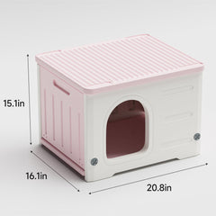 TSEHOOHOO casa para gatos, diseño apilable lateral rosa, ahorro de espacio.