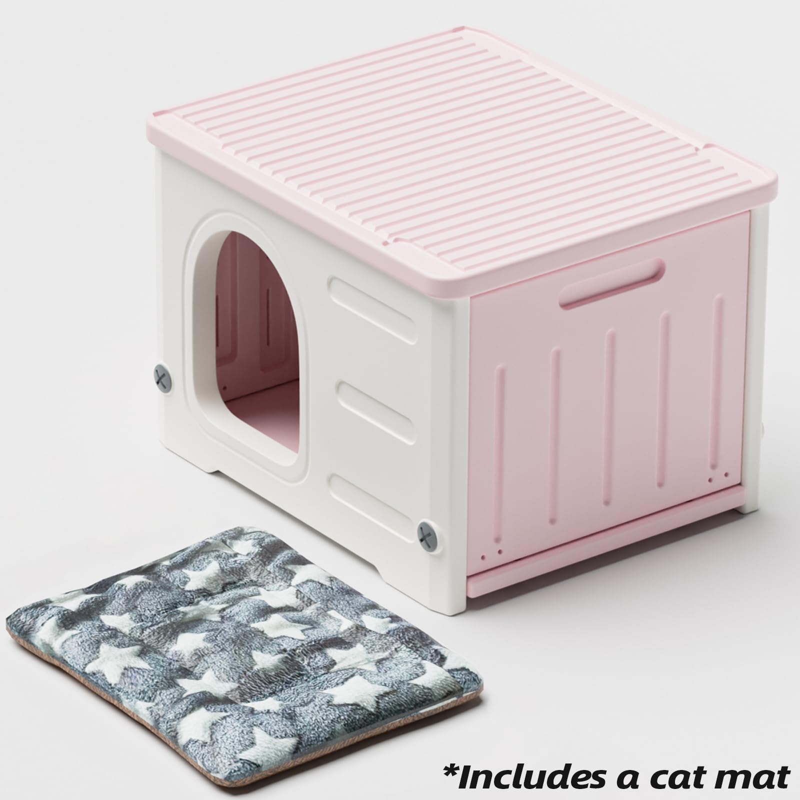 TSEHOOHOO entrada elevada, cerca rosa, cómodo acceso para gatos.