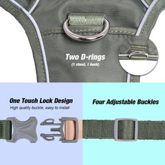 Arnés TSPRO con dos anillos metálicos para control y paseo.