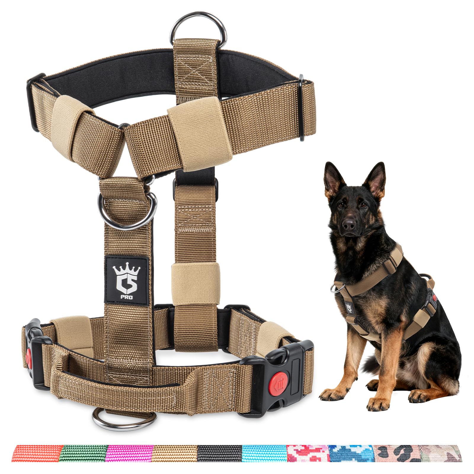 TSPRO Arnés táctico para perros medianos y grandes, ajuste cómodo.