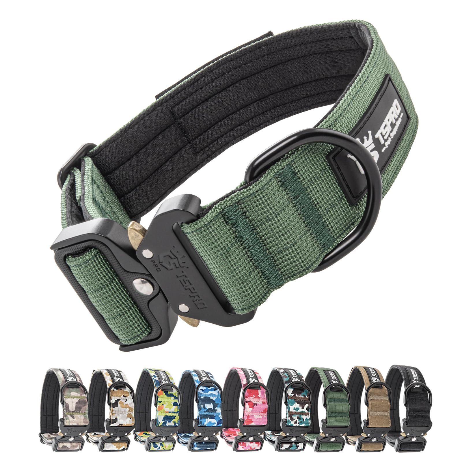 Collar TSPRO para perro con cierre rápido en verde, ideal para paseos diarios