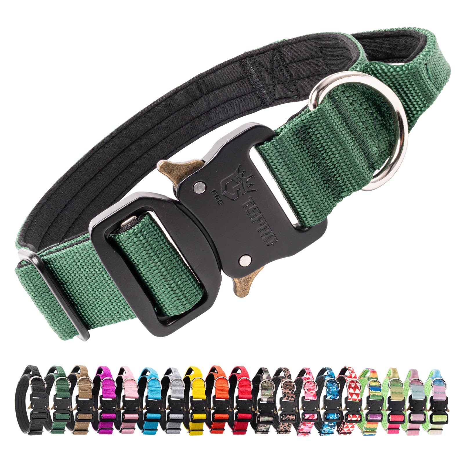 El tspro collar-perro-tactico con asa acolchada ofrece control cómodo durante paseos diarios.