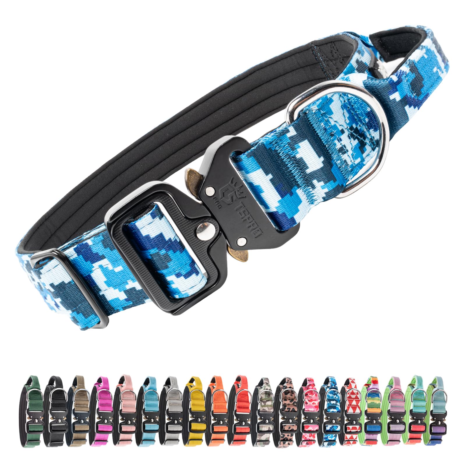 Collar táctico TSPRO con mango de control para paseos seguros y cómodos.