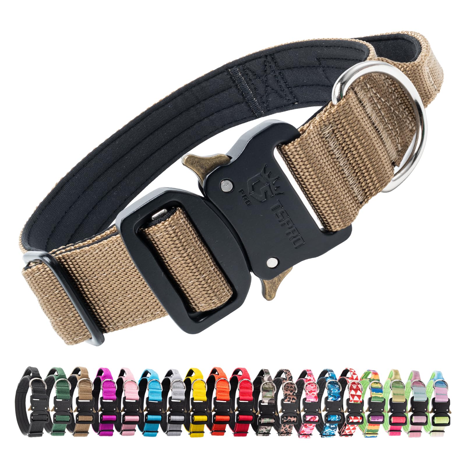 TSPRO collar premium táctico con asa acolchada para control cómodo.