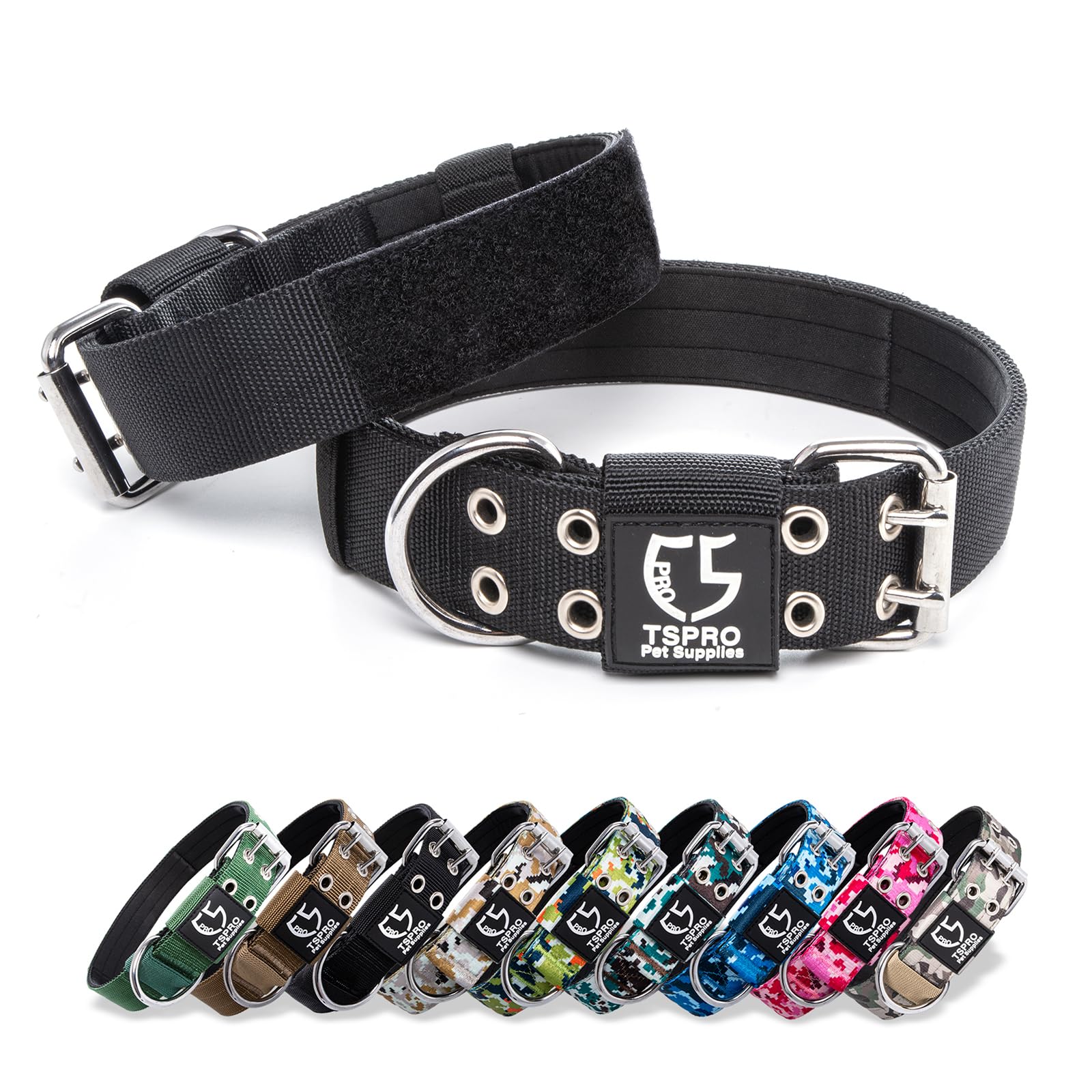 TSPRO collar táctico con ajuste cómodo para caminatas diarias de perros grandes.