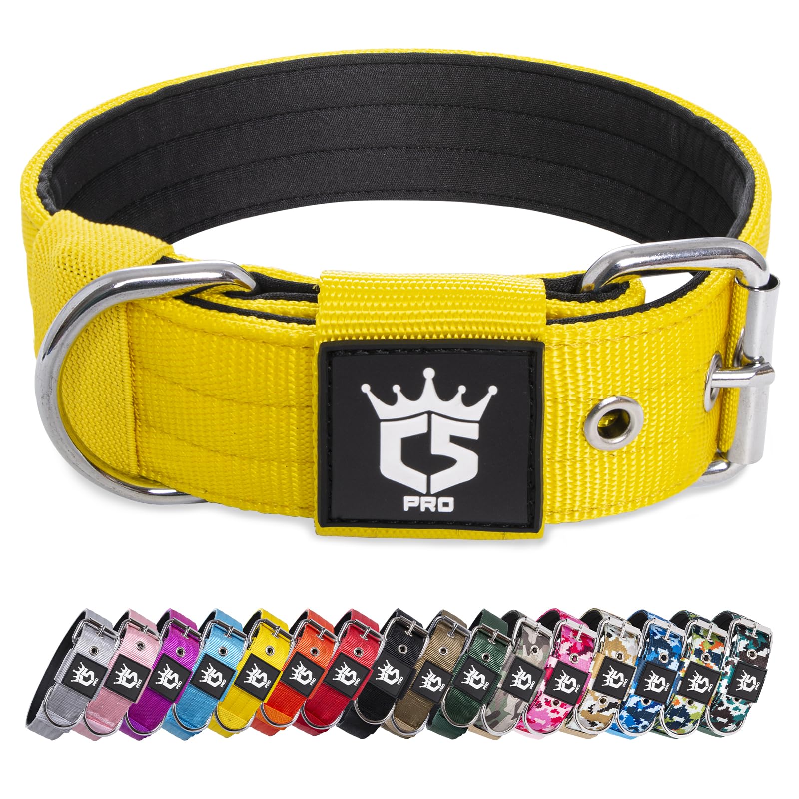 TSPRO collar táctico, ancho 1,5 pulgadas, amarillo, cómodo para paseos diarios.