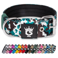 TSPRO collar táctico, ancho 1,5 pulgadas, camo cyan, cómodo para paseos diarios.