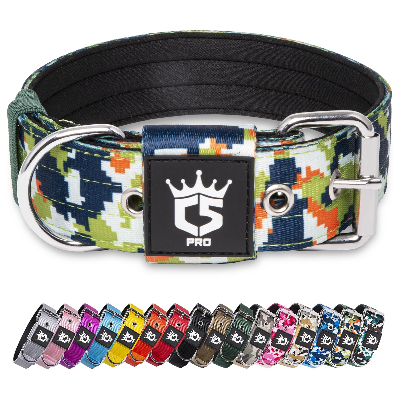 TSPRO collar táctico, ancho 1,5 pulgadas, camuflaje verde, cómodo y seguro para paseos.
