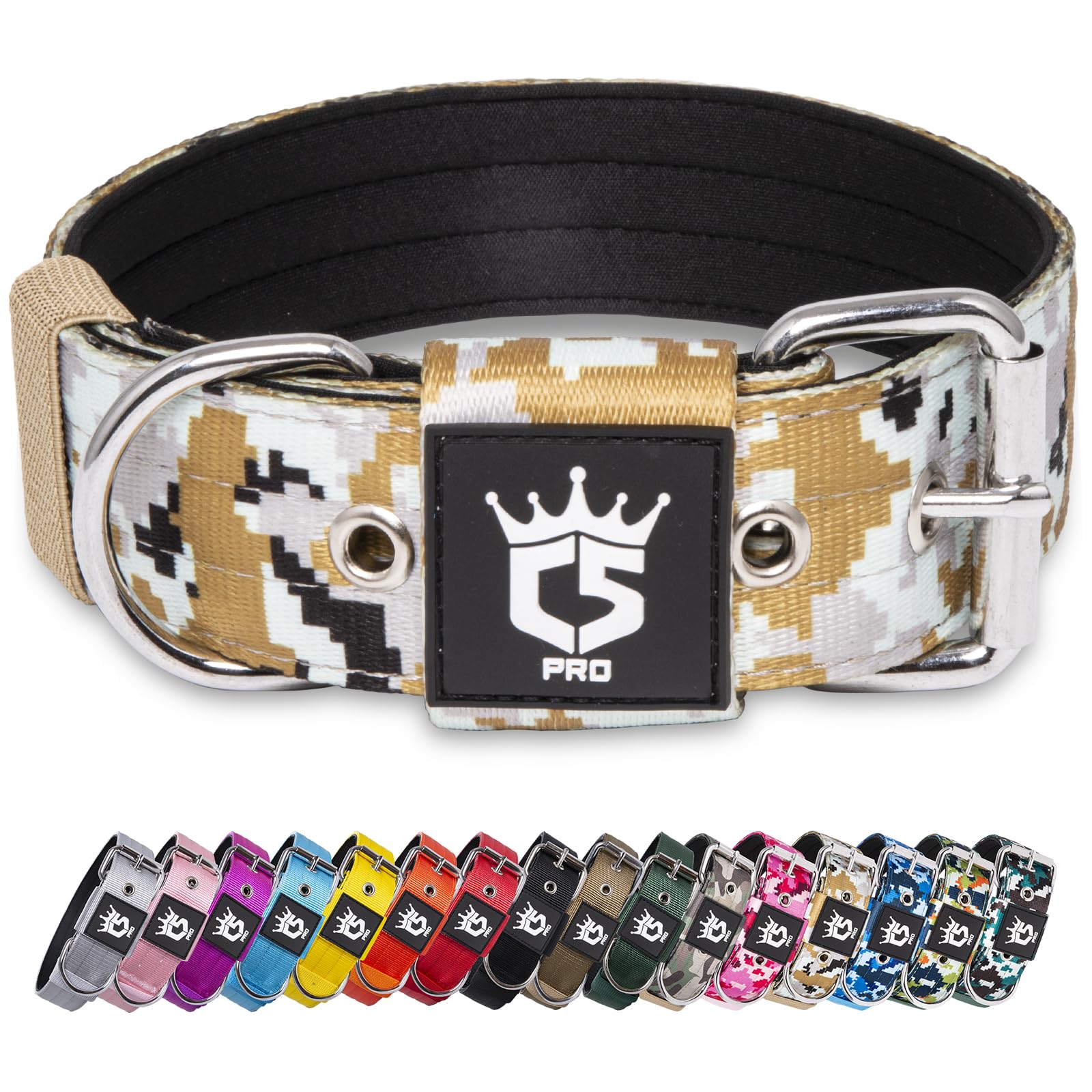 Collar táctico TSPRO con ancho 38 mm, cómodo para paseos diarios.