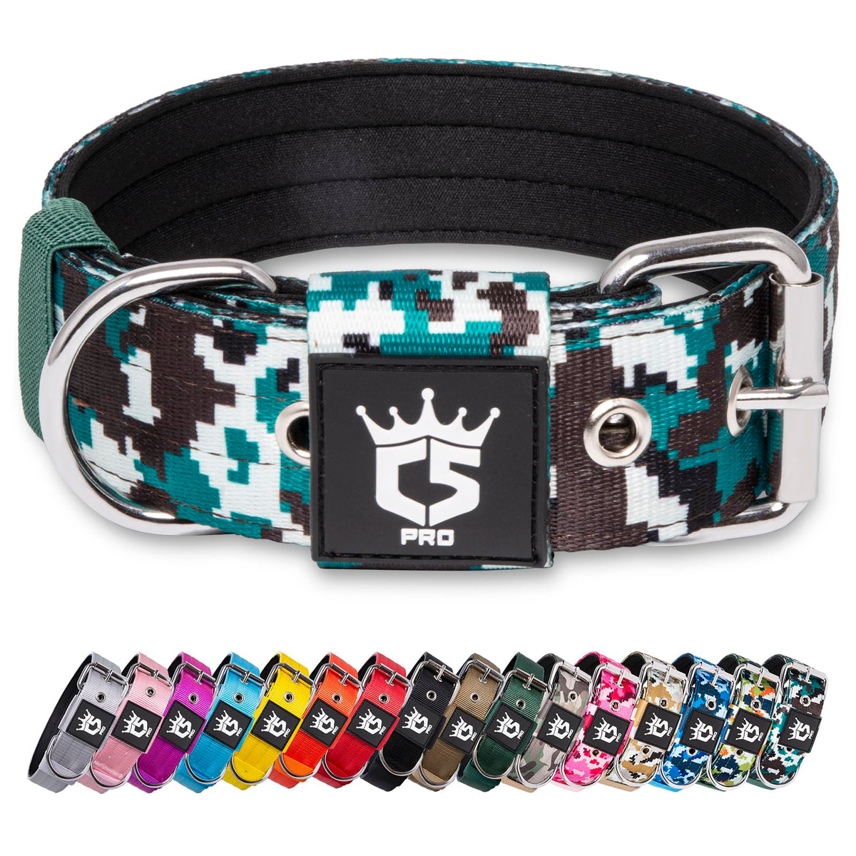 TSPRO collar táctico camuflaje cian con ajuste cómodo para paseos diarios