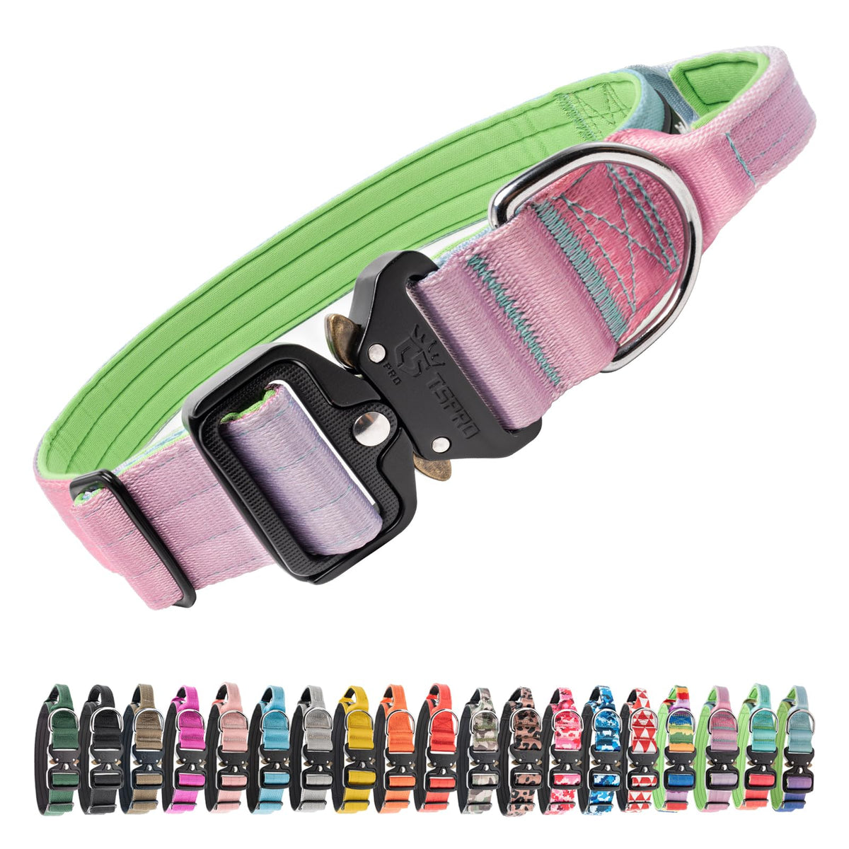 TSPRO collar táctico con mango acolchado para control cómodo en paseos.