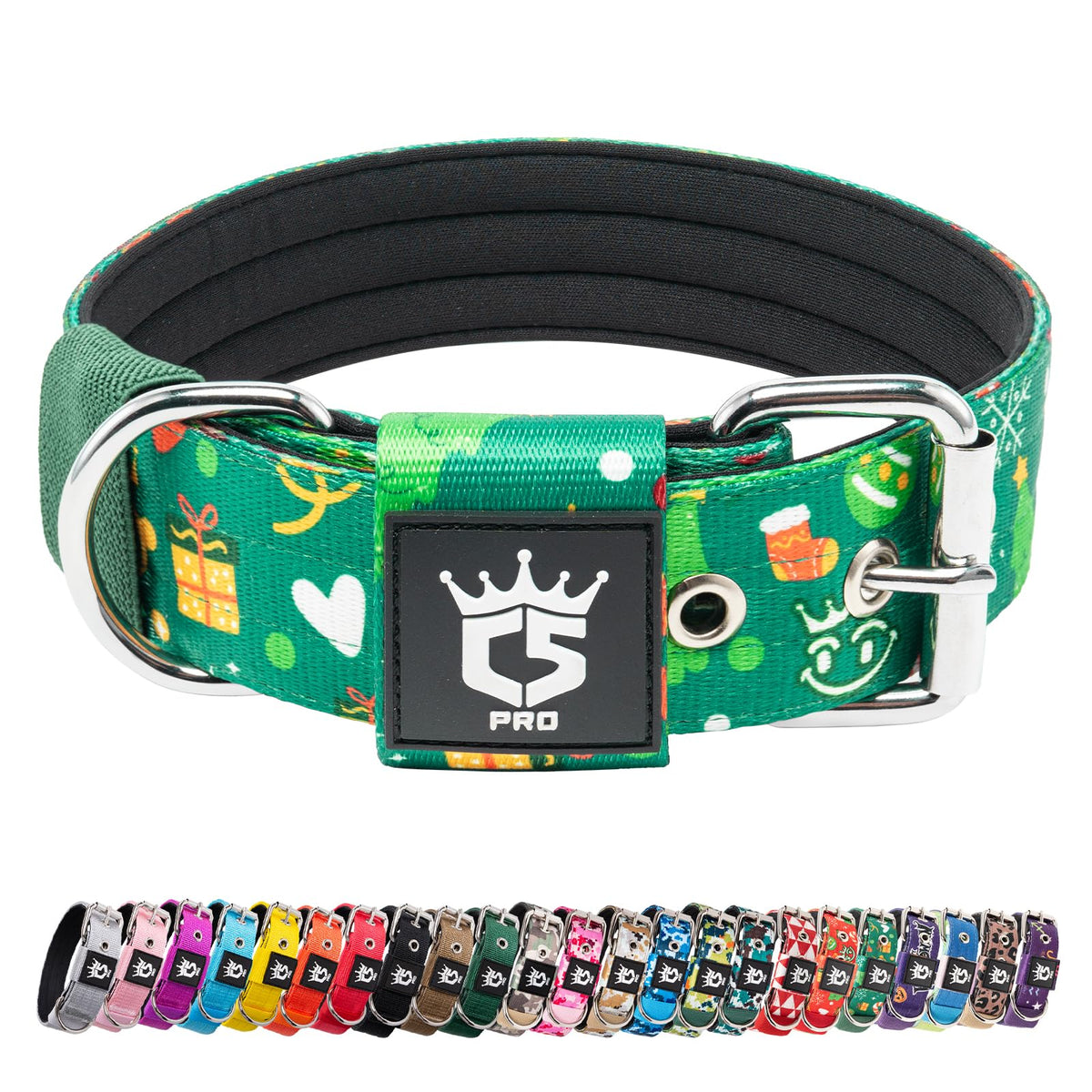 Collar táctico TSPRO con hebilla de metal y anilla en D para mayor control.