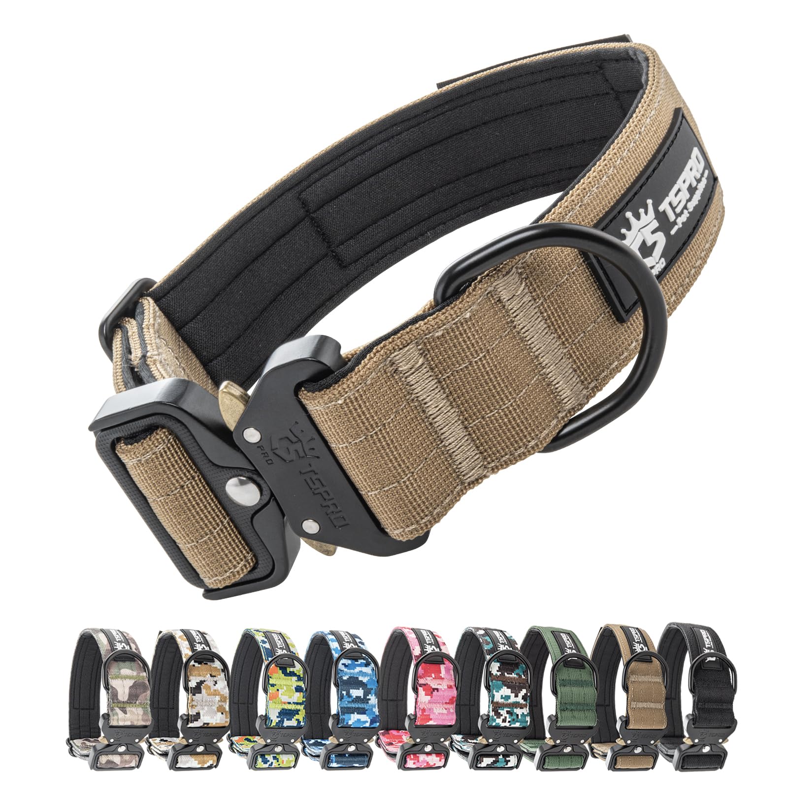 TSPRO collar táctico con panel de parches, ideal para personalizar y mejorar la visibilidad en paseos.