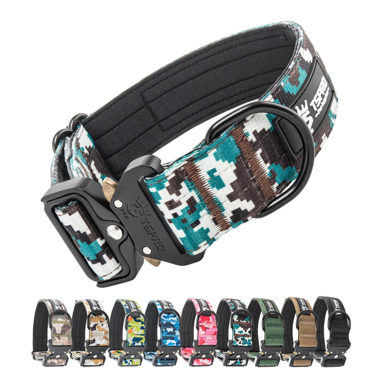 Tspro collar táctico con parche para personalización durante paseos y entrenamiento.