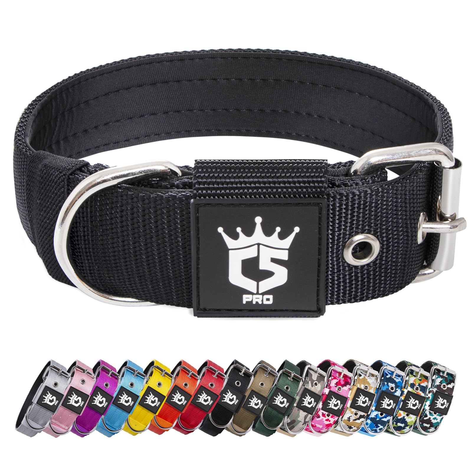 TSPRO collar táctico para perro, vista frontal, ajuste cómodo diario.