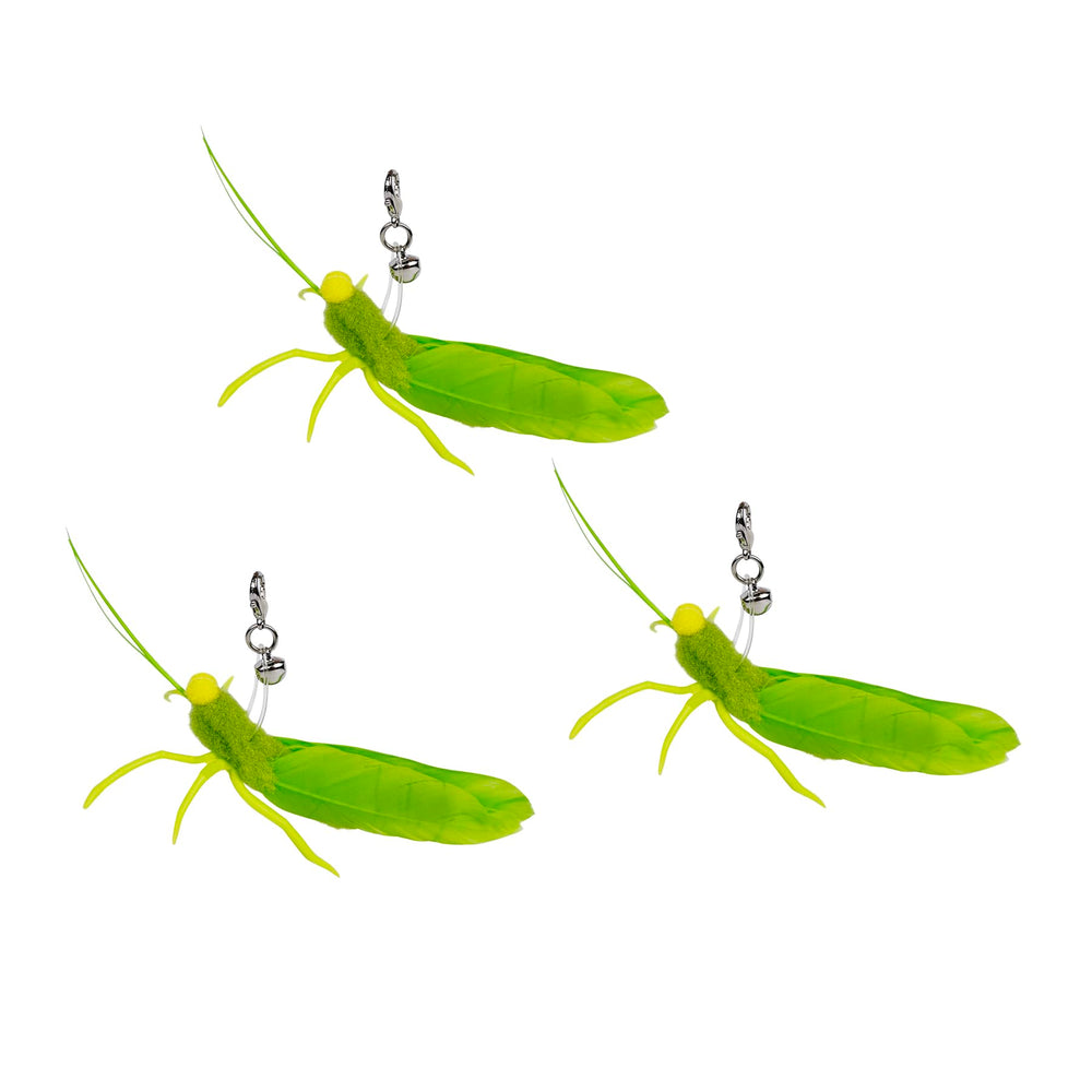 TTcat plumas para juguete de gato en forma de saltamontes, estimula instinto de caza