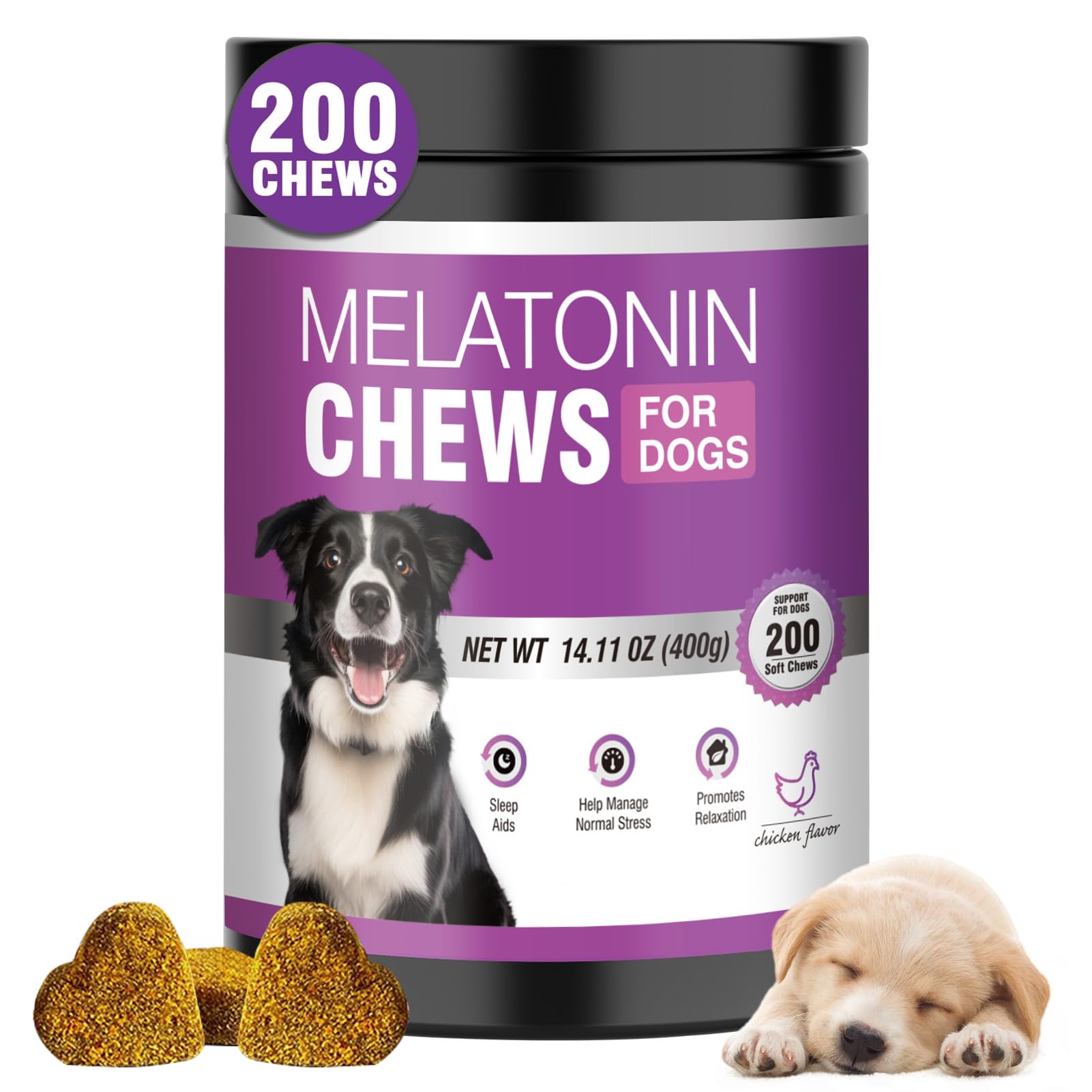 TTIXRL melatonina calmante para perros, premios masticables para tranquilidad