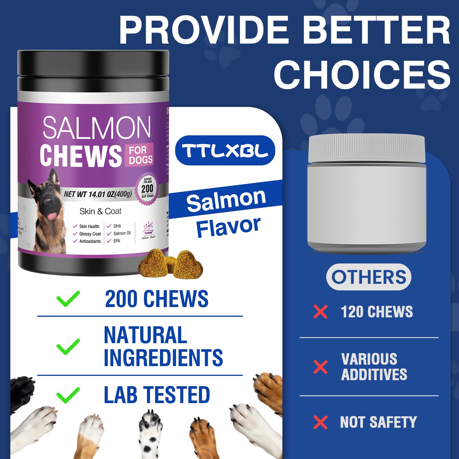 TTLXBL Omega-3 para perros, apoyo a articulaciones y movilidad diaria