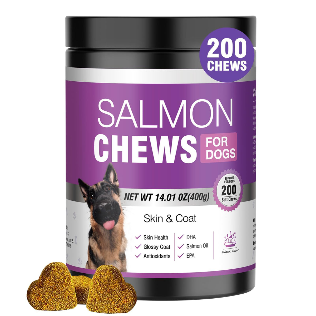 TTLXBL Omega-3 para perros, frasco de salmón, fácil dosificación diaria
