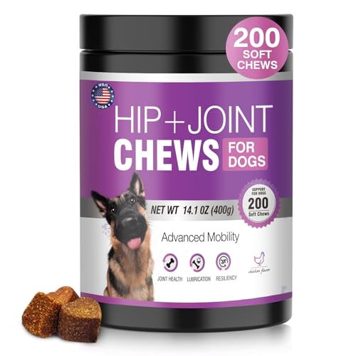 TTLXRL glucosamina para perros, masticables de 200 unidades con sabor a pollo para articulaciones.