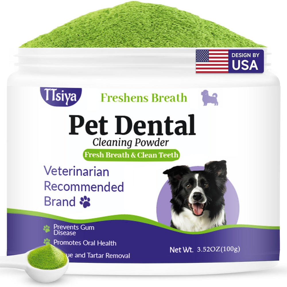 TTsiya Polvo limpieza dientes para perros: higiene bucal fácil sin cepillo