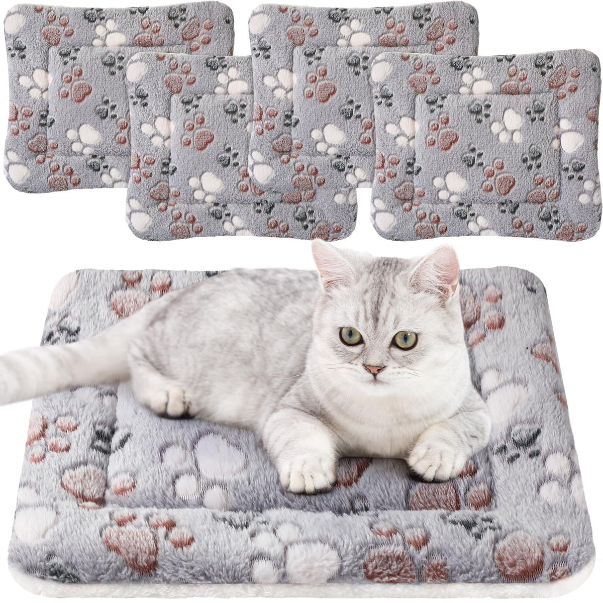 Cama para mascotas Tuanse con cuatro mantas grises, ideal para jaulas