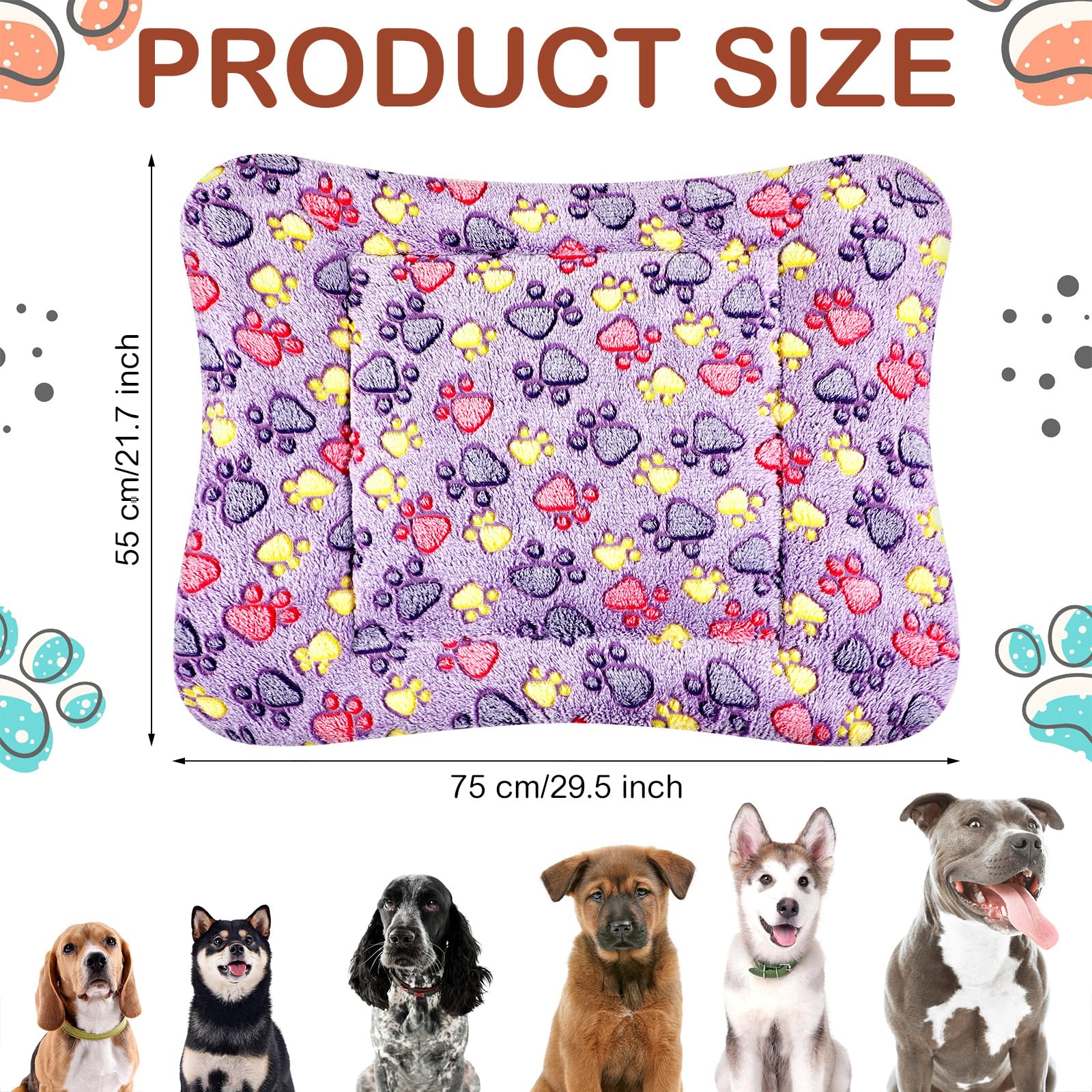 Diseños de patitas en colores vivos para jaula y zona de descanso.