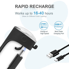 Tubasion luz recargable USB-C para collar, recargas rápidas y simples.