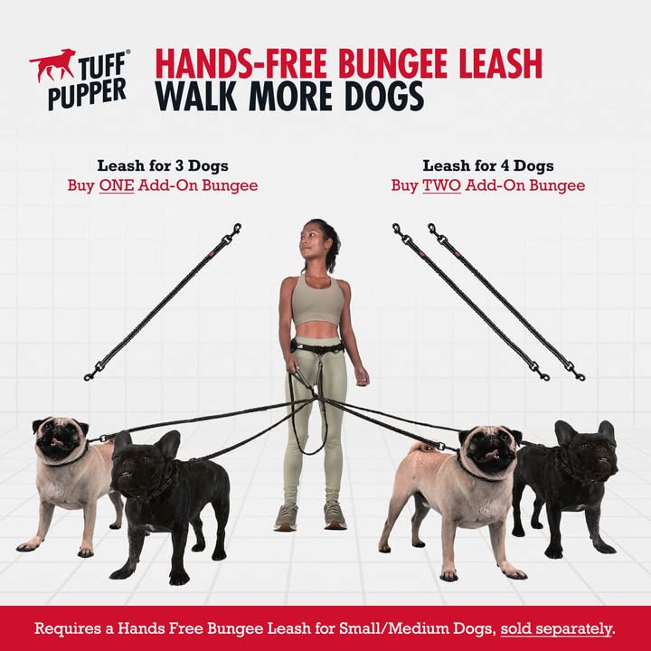 Accesorio bungee de Tuff Pupper con dos clips de acero para fijar a collar y correa.